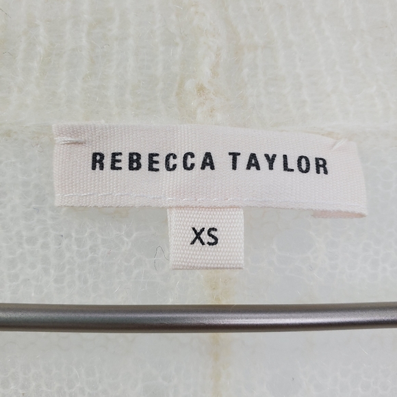 Rebecca Taylor Fuzzy Sheer Open Draped Cardigan Mohair Alpaca Cream Cozy - Picture 7 of 8